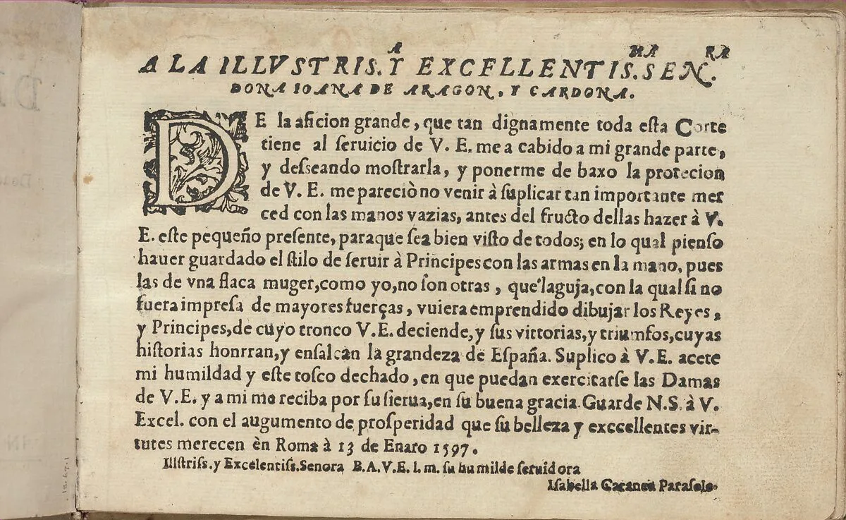 Studio delle virtuose Dame, page 2 (recto) — Isabella Catanea Parasole|Antonio Fachetti