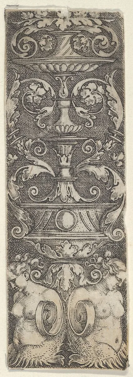Vertical Panel with a Candelabrum Supported by Two Half-Length Female Figures — Barthel Beham