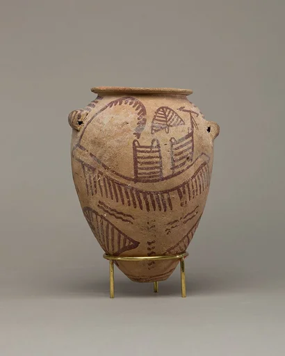 Lugged jar depicting two boats