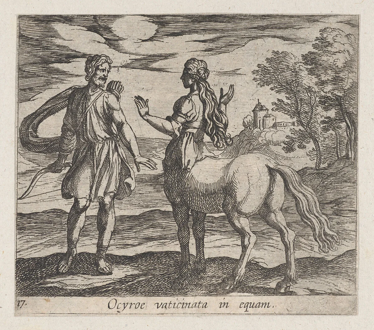 Plate 17: Ocyrhoe Changed into a Horse (Ocyroe vaticinata in equam), from Ovid's 'Metamorphoses' — Antonio Tempesta