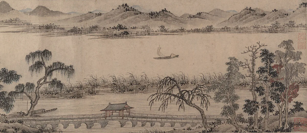 明 佚名 仿趙孟頫 垂虹亭圖 卷|Pavilion of the Hovering Rainbow Bridge — Unidentified artist