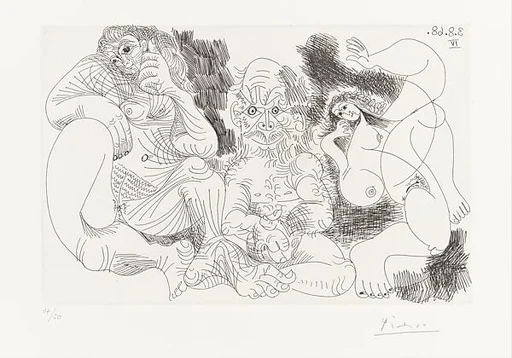 Seated Old Man with a Woman and Dancer, from 347 Suite
