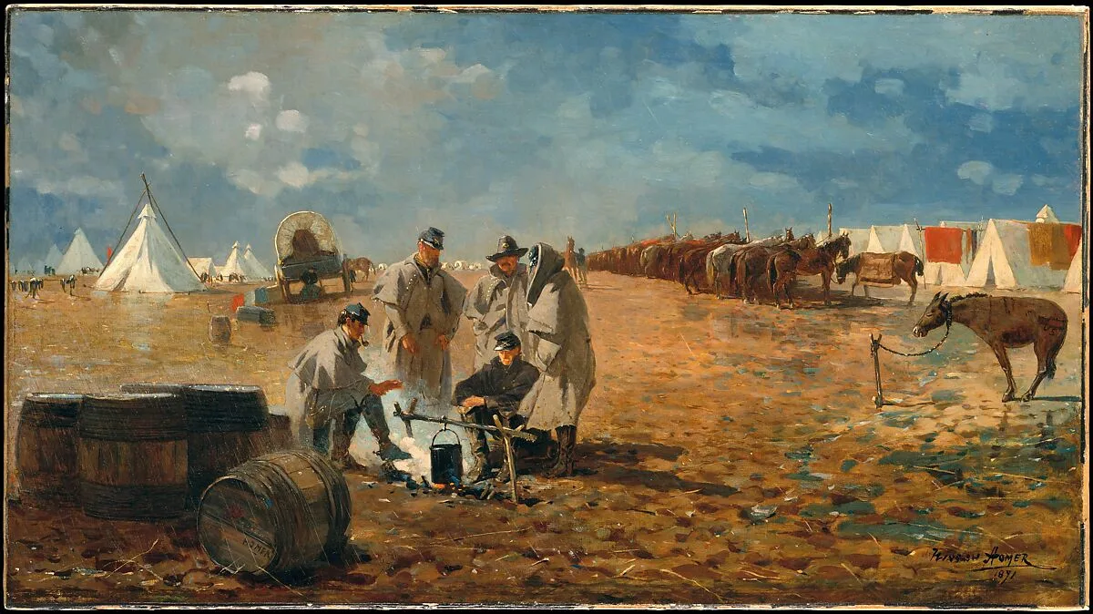 Rainy Day in Camp — Winslow Homer