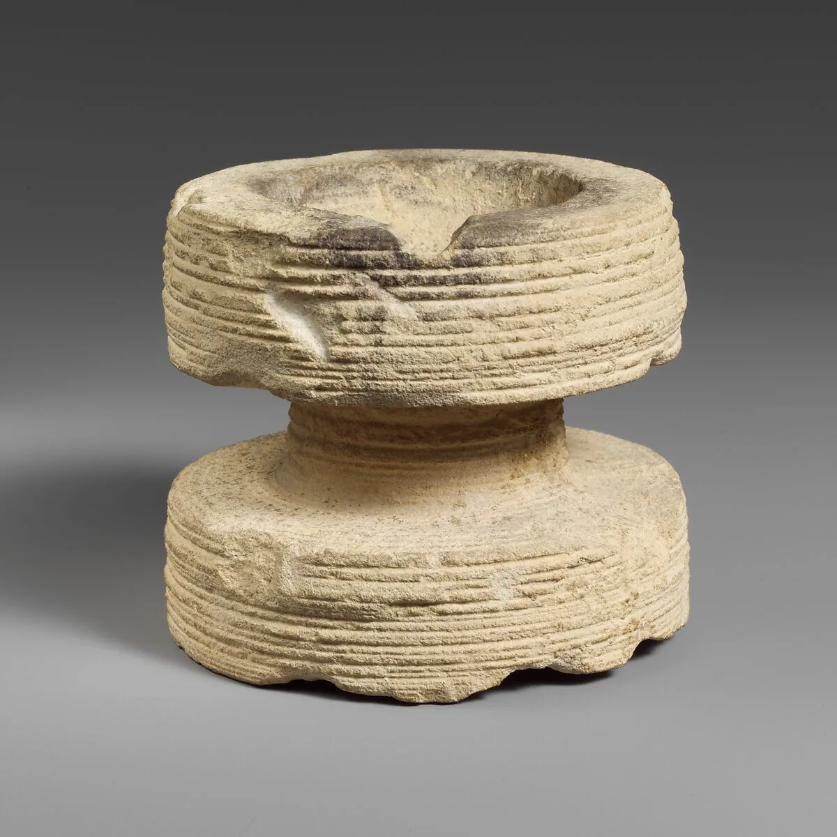 Circular limestone incense burner — Unknown