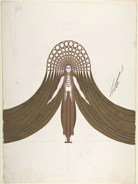 "Les Noces d'Or" Triple Costume Design for "Les Mariages," George White's Scandal (center) — Erté (Romain de Tirtoff)
