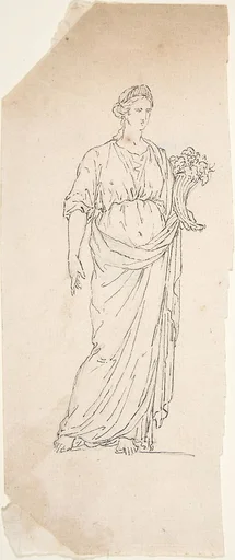 Drawing of Female Statue with Cornucopia
