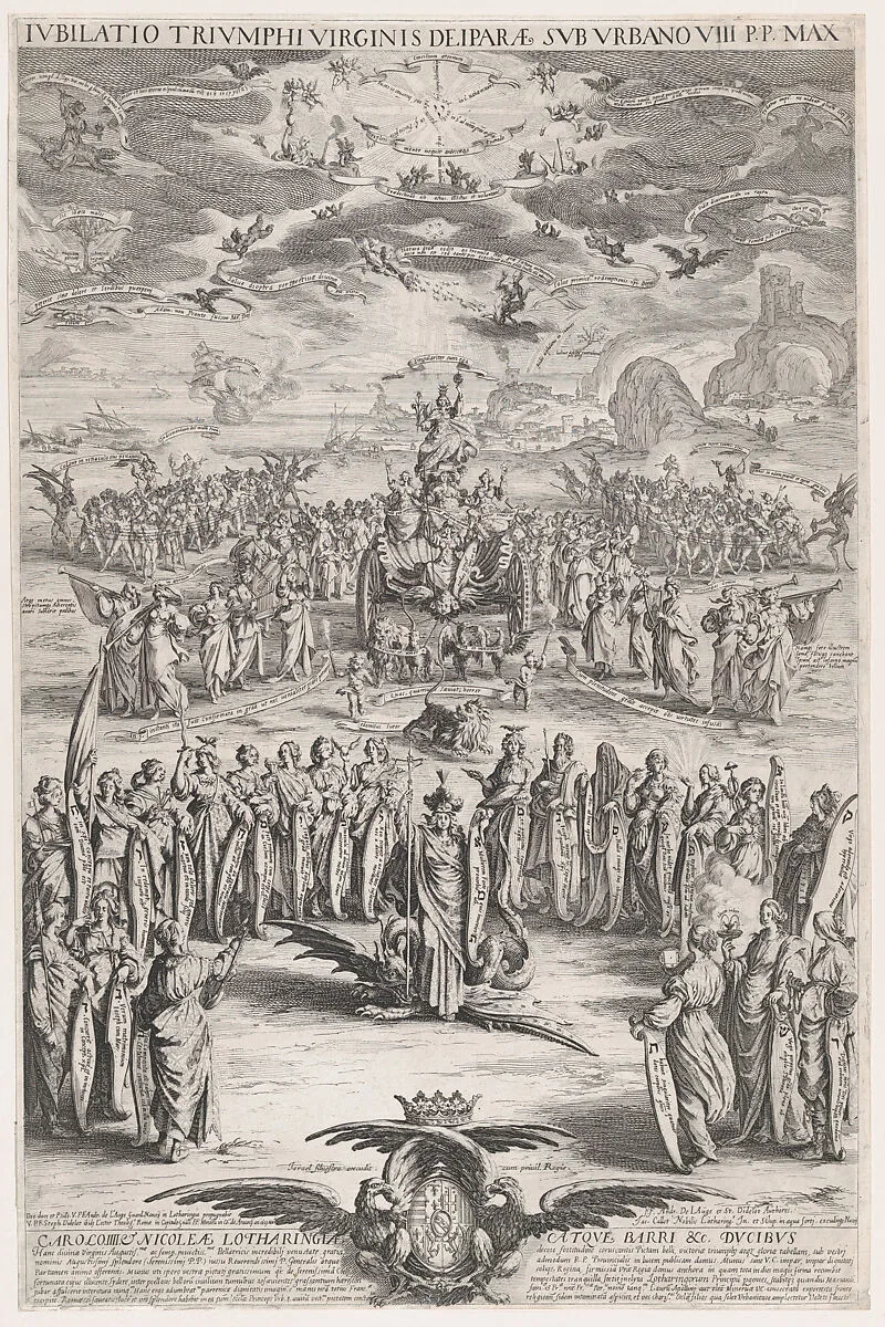 La Petite Thèse estampe appelée aussi Le Triomphe de La Vierge et Jubilé de La Vierge (The Small Thesis, also called The Triumph o fthe Virgin and Jubilee of the Virgin) — Jacques Callot|Israel Silvestre