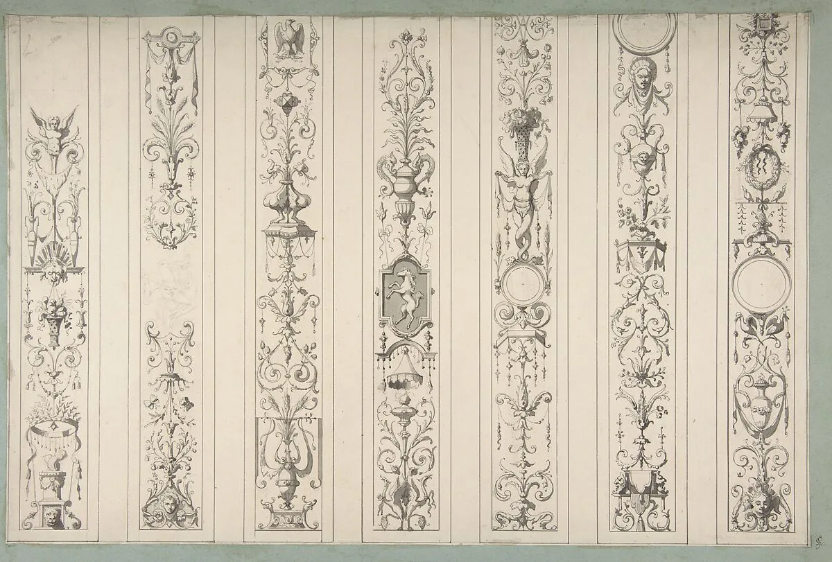 Design for Seven Vertical Panels of Arabesque Decoration, Farnsborough, England — Jules-Edmond-Charles Lachaise|Eugène-Pierre Gourdet