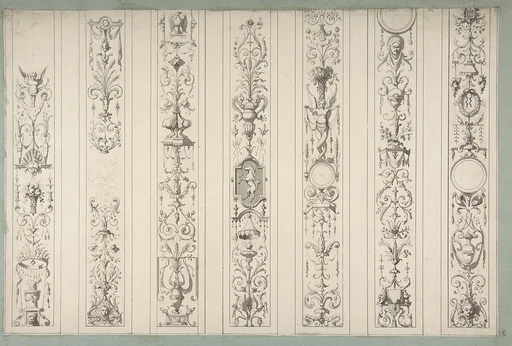 Design for Seven Vertical Panels of Arabesque Decoration, Farnsborough, England