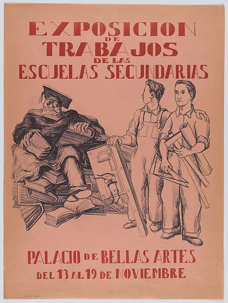 Poster advertising an exhibition of work by secondary school students in the Palace of Fine Arts, Mexico City — Taller de Gráfica Popular|Alfredo Zalce
