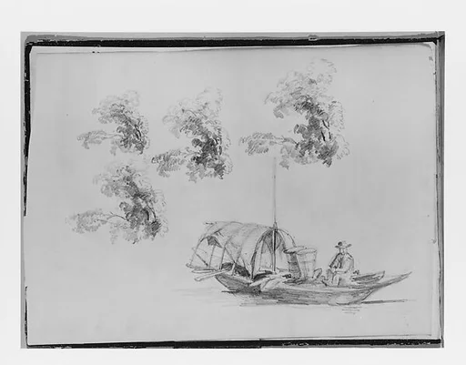 Man in a Boat, Foliage (from Switzerland 1870 Sketchbook)