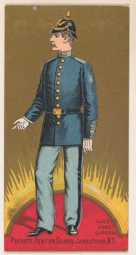 Private, Fenton Guard, Jamestown, New York, from the Military Series (N224) issued by Kinney Tobacco Company to promote Sweet Caporal Cigarettes — Kinney Brothers Tobacco Company