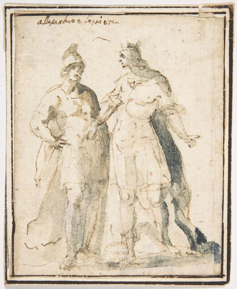 Two Standing Male Figures in Antique Military Costume — Francesco Allegrini