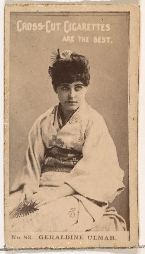 Card Number 83, Geraldine Ulmer, from the Actors and Actresses series (N145-2) issued by Duke Sons & Co. to promote Cross Cut Cigarettes — W. Duke, Sons & Co.