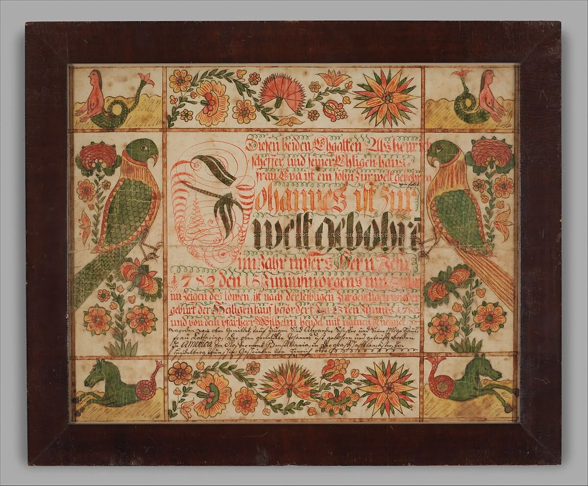Birth and Baptismal Certificate — Johann Heinrich Otto