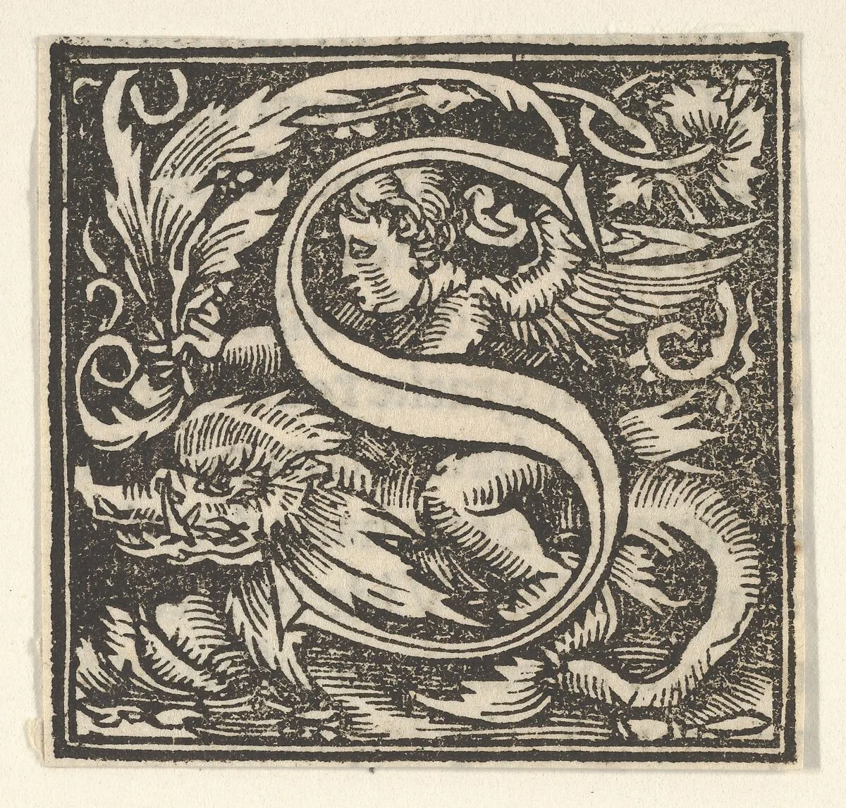 Initial letter S with putto — Heinrich Vogtherr the Elder