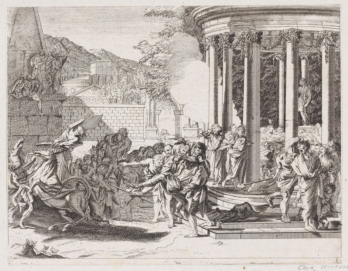 Sinorix being carried from the temple after being poisioned — Pietro Testa|Arnold van Westerhout