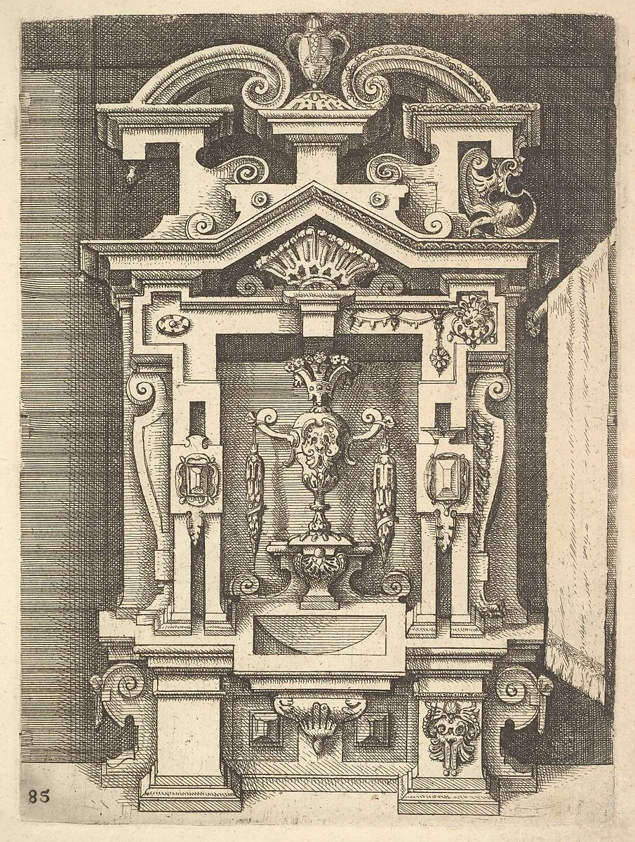 Design for a Lavabo, Plate 85 from Dietterlin's Architectura — Wendel Dietterlin, the Elder