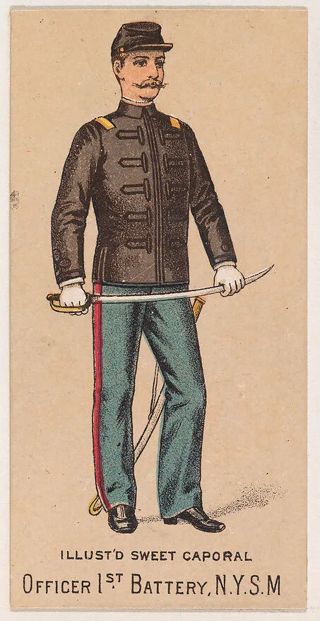 Officer, 1st Battery, New York State Militia, from the Military Series (N224) issued by Kinney Tobacco Company to promote Sweet Caporal Cigarettes — Kinney Brothers Tobacco Company