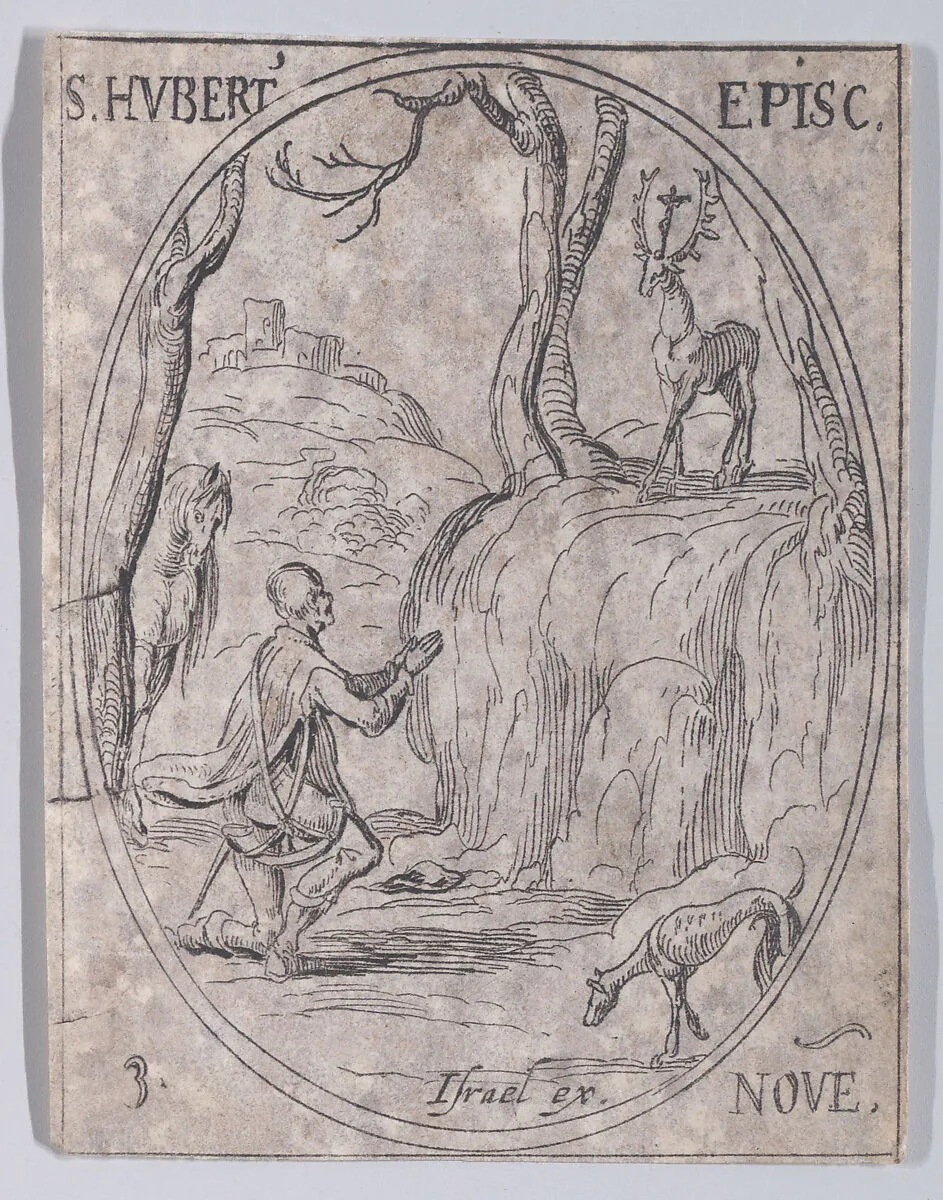 S. Hubert, évêque (St. Hubert, Bishop), from November 3rd, from "Les Images De Tous Les Saincts et Saintes de L'Année" (Images of All of the Saints and Religious Events of the Year) — Israël Henriet|Jacques Callot