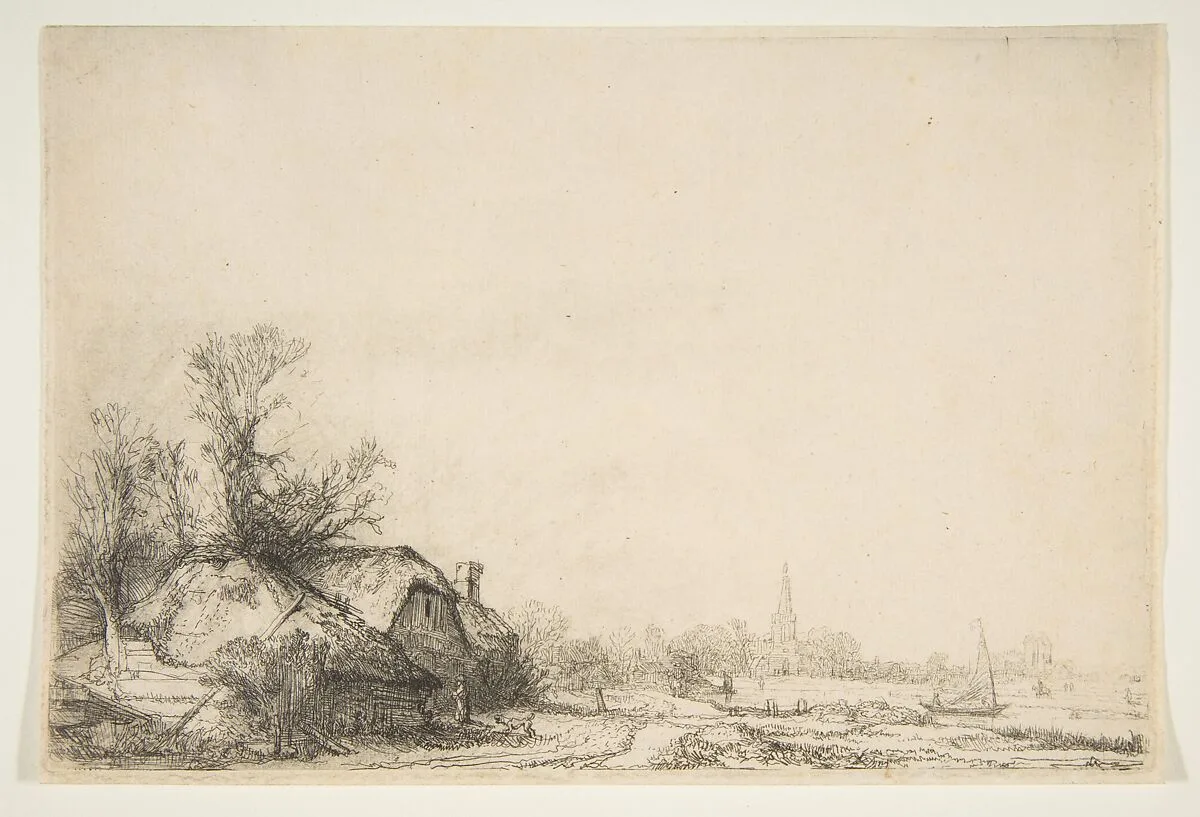 Cottage beside a Canal with a View of Ouderkerk — Rembrandt (Rembrandt van Rijn)
