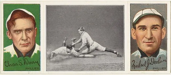 "Dooin Gets His Man," with Michael Doolan and Charles F. Dooin, from the series Hassan Triple Folders (T202) — Hassan Cigarettes