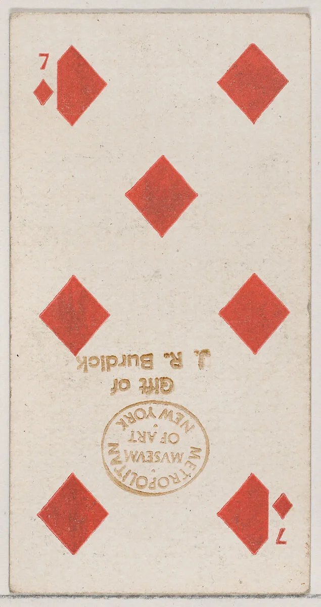 Seven Diamonds (red), from the Playing Cards series (N84) for Duke brand cigarettes — W. Duke, Sons & Co.