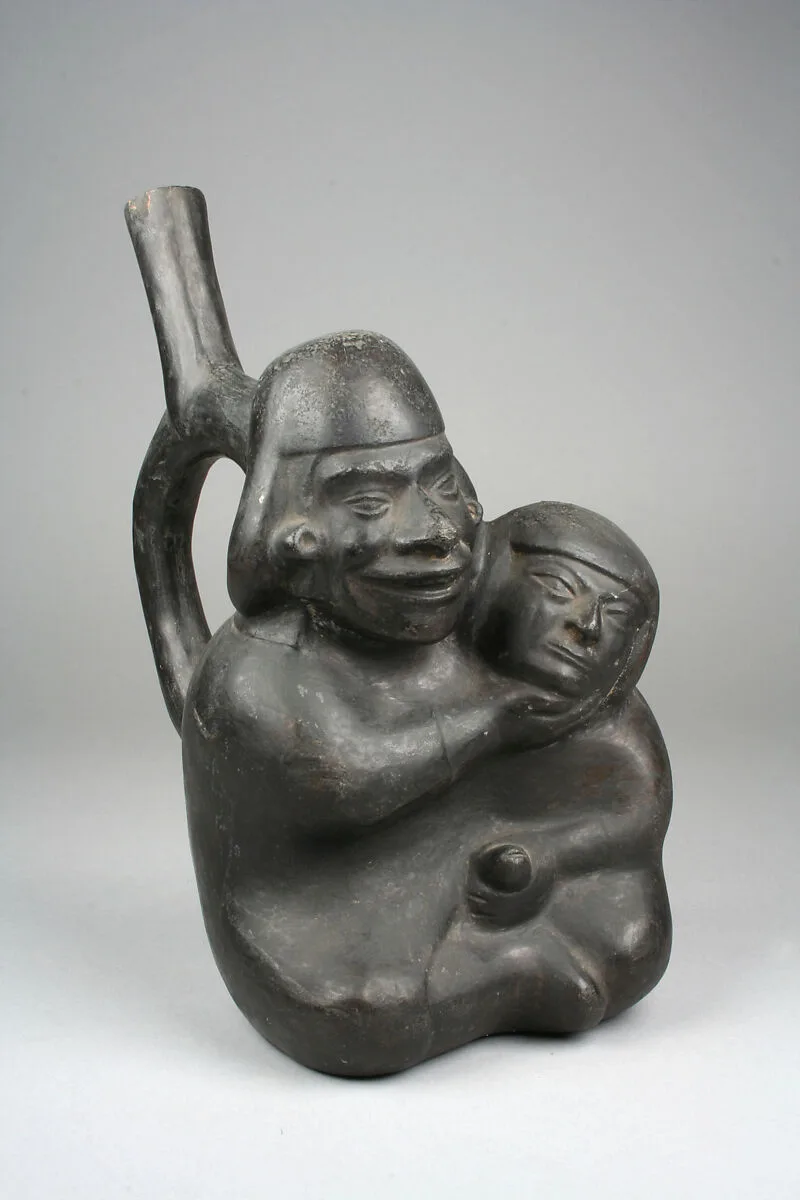 Stirrup Spout Bottle with Couple — Unknown