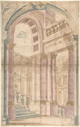 Design for a Painted Wall Decoration: Architectural Perspective Seen Through an Arch