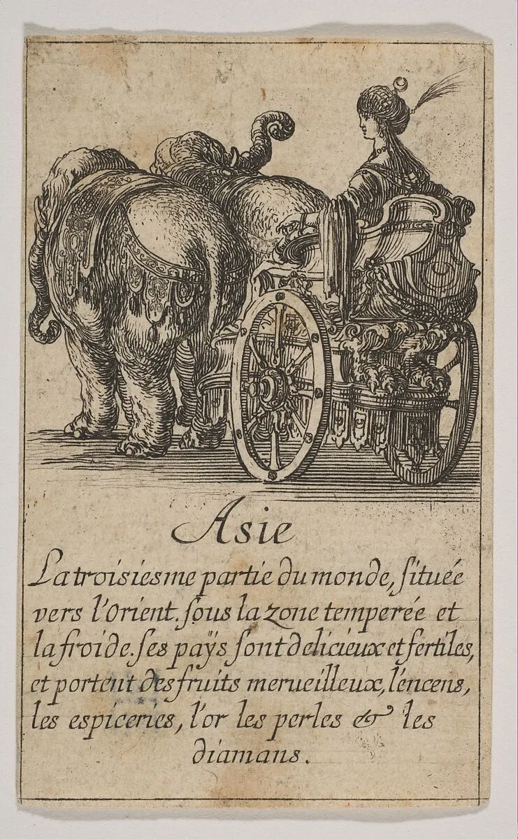 Asie, from "Jeu de la Géographie" — Stefano della Bella|Jean Desmarets de Saint-Sorlin|Henri Le Gras|Louis XIV, King of France|Cardinal Jules Mazarin