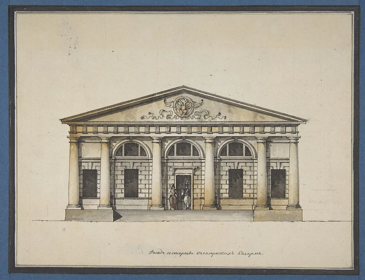 Project for the Riding-School of the Horse Guards in Saint Petersburg - Elevation of the Side Entrance — Giacomo Quarenghi
