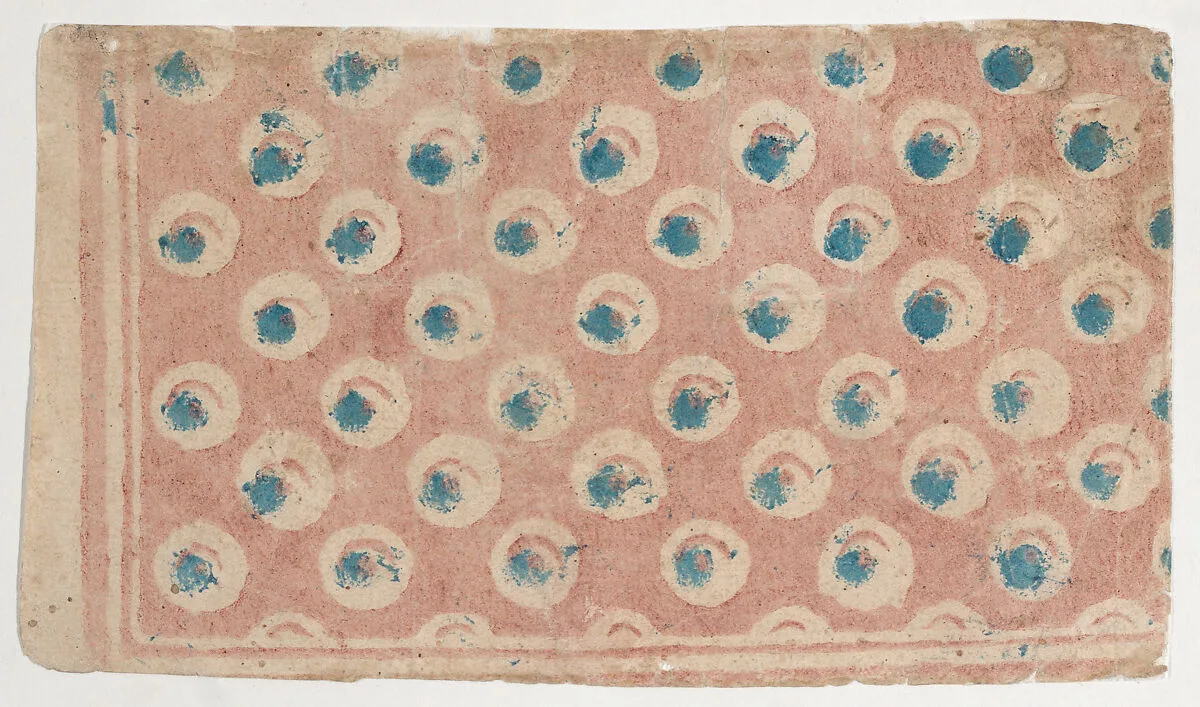 Pink sheet with blue dot pattern — Anonymous