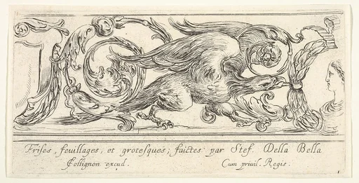 Plate 1: an eagle walking towards the right, a bust of a woman to right turned in profile towards the left, from 'Friezes, foliage, and grotesques' (Frises, feuillages et grotesques)