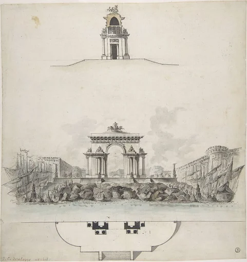 Design for Colossal Triumphal Arch Surmounted by a Quadriga