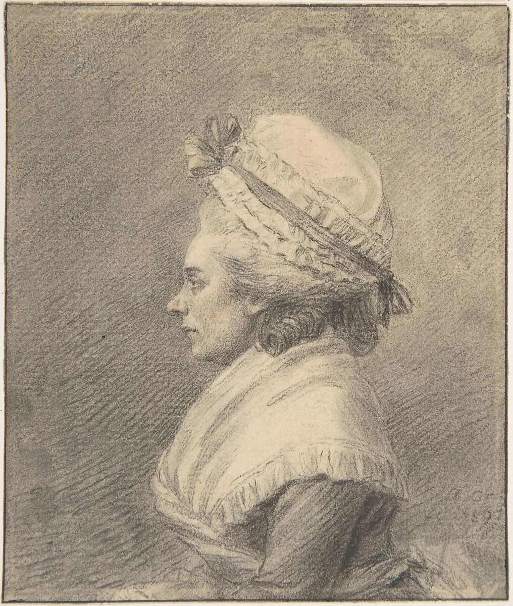 Profile of a Lady in a Bonnet — Augustin de Saint-Aubin