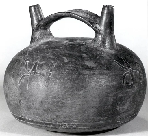 Double Spout and Bridge Bottle with Bird