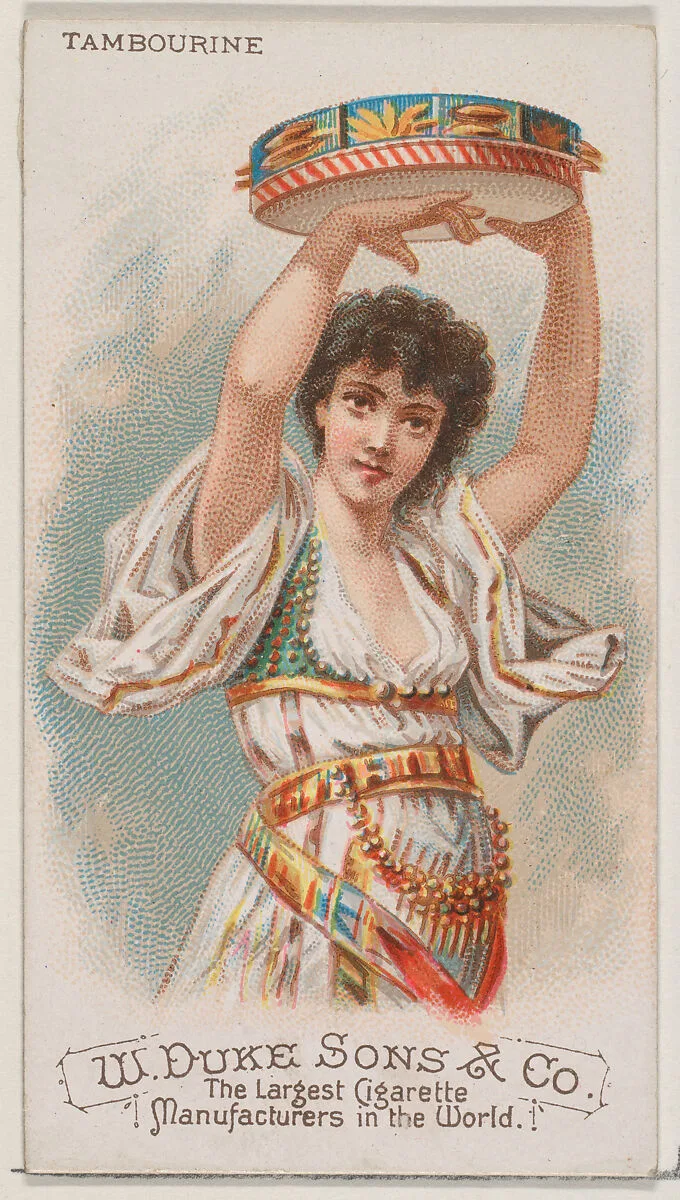 Tamborine, from the Musical Instruments series (N82) for Duke brand cigarettes — W. Duke, Sons & Co.|Schumacher & Ettlinger