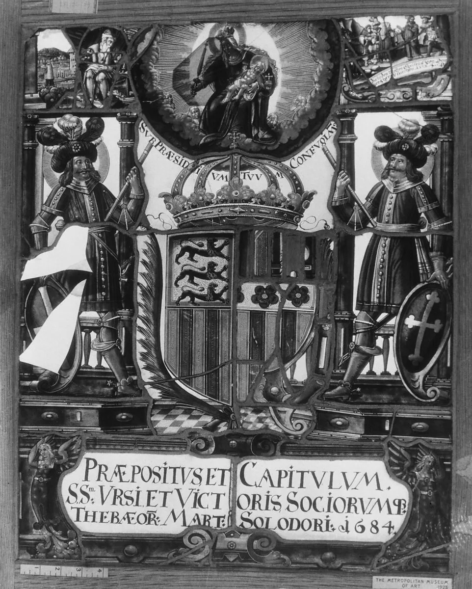 Panel with arms of the collegiate church of Saint Urse and Saint Victor and their fellow martyrs of the Theban Legion of Solothurn — Unknown
