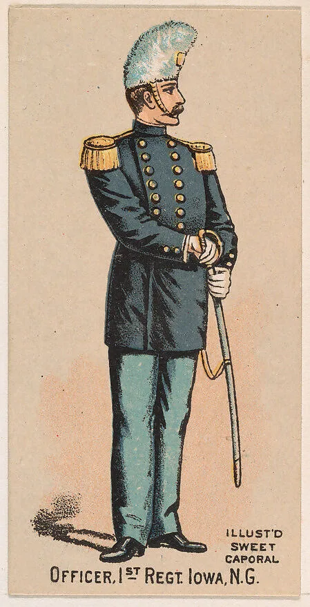 Officer, 1st Regiment, Iowa, National Guard, from the Military Series (N224) issued by Kinney Tobacco Company to promote Sweet Caporal Cigarettes — Kinney Brothers Tobacco Company