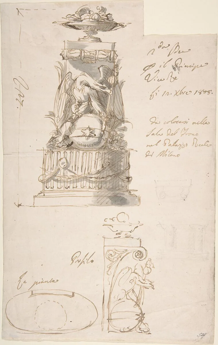 Designs for Decorations in the Throne Room, Royal Palace, Milan — Anonymous, Italian, 19th century