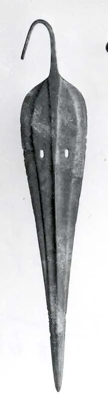 Spearhead with bent tang and slotted blade — Unknown