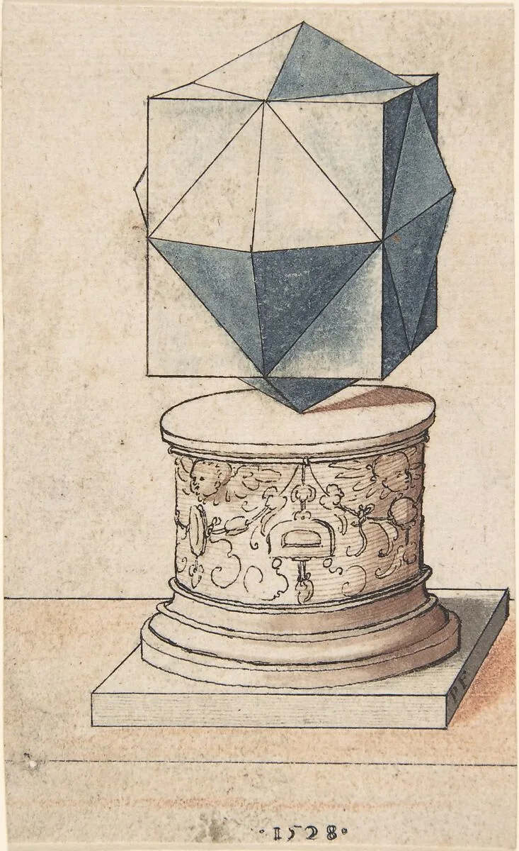 Perspectival Drawing of a Column Base with Geometrical Form — Peter Flötner