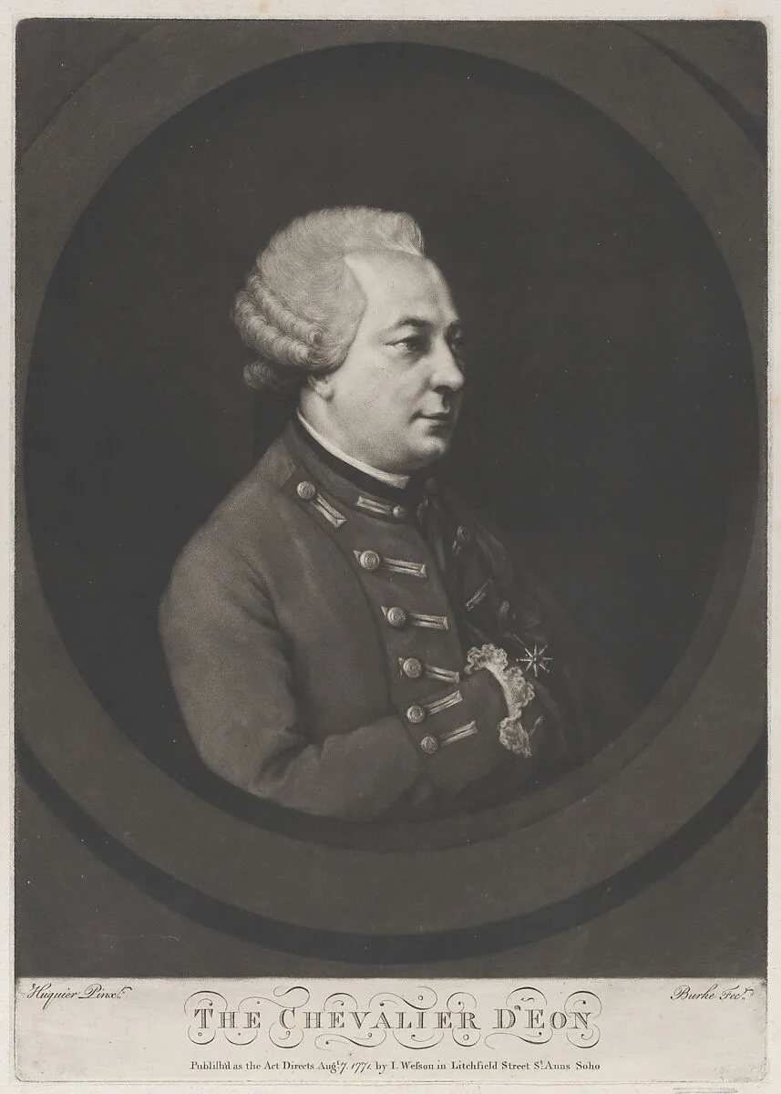 Chevalier d'Eon — John Wesson|Thomas Burke|Jacques Gabriel Huquier|Charles Geneviève Louise Auguste André Timothée d'Eon de Beaumont