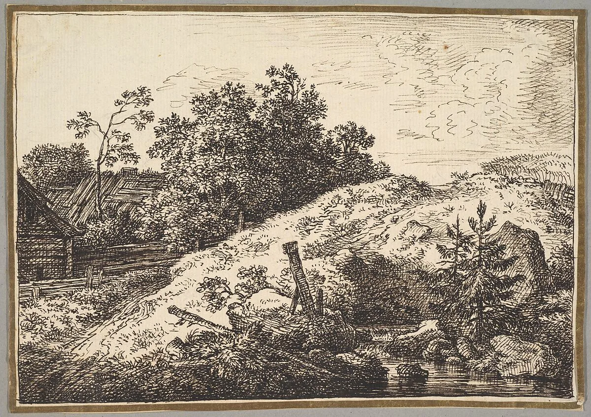 Landscape with a Brook and Farm Buildings — Ferdinand Kobell