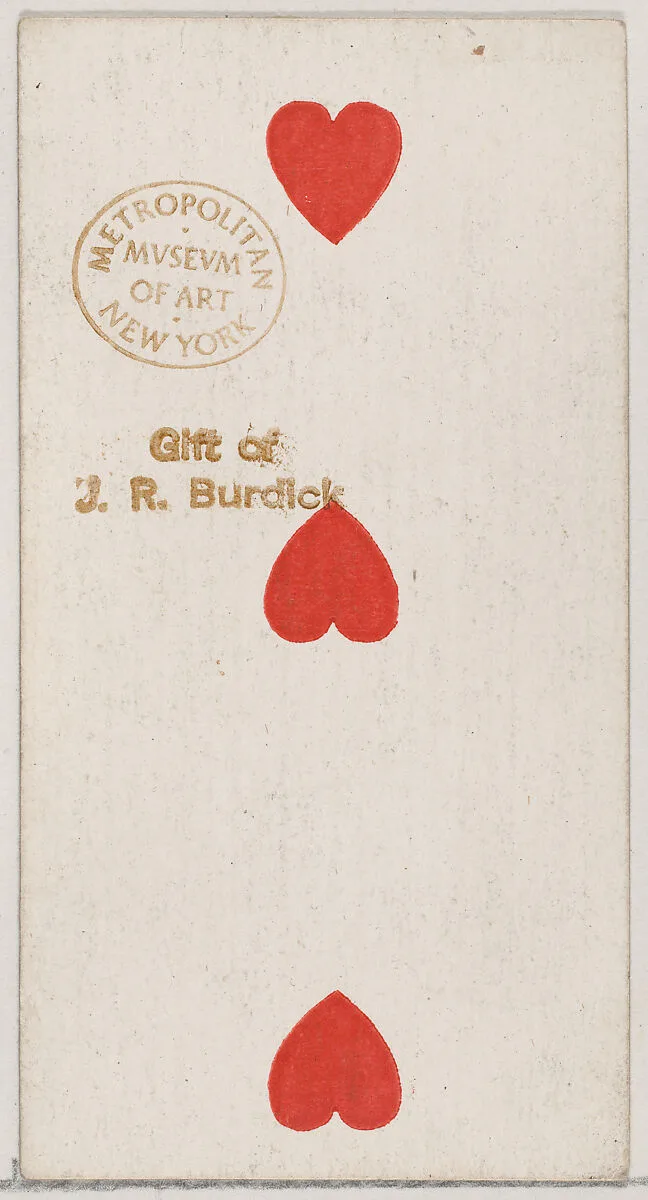 Three Hearts, from the Playing Cards series (N84) to promote Turkish Cross-Cut Cigarettes for W. Duke, Sons and Co. — W. Duke, Sons & Co.