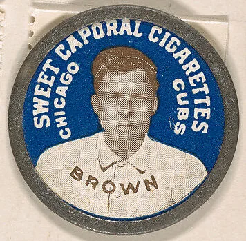 Brown, Chicago Cubs (blue), from the Domino Discs series (PX7), issued by Kinney Brothers — Kinney Brothers Tobacco Company
