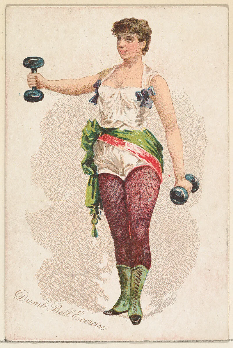 Dumbbell Exercise, from the Pretty Athletes series (N196) issued by Wm. S. Kimball & Co. — Julius Bien & Co.|William S. Kimball & Company