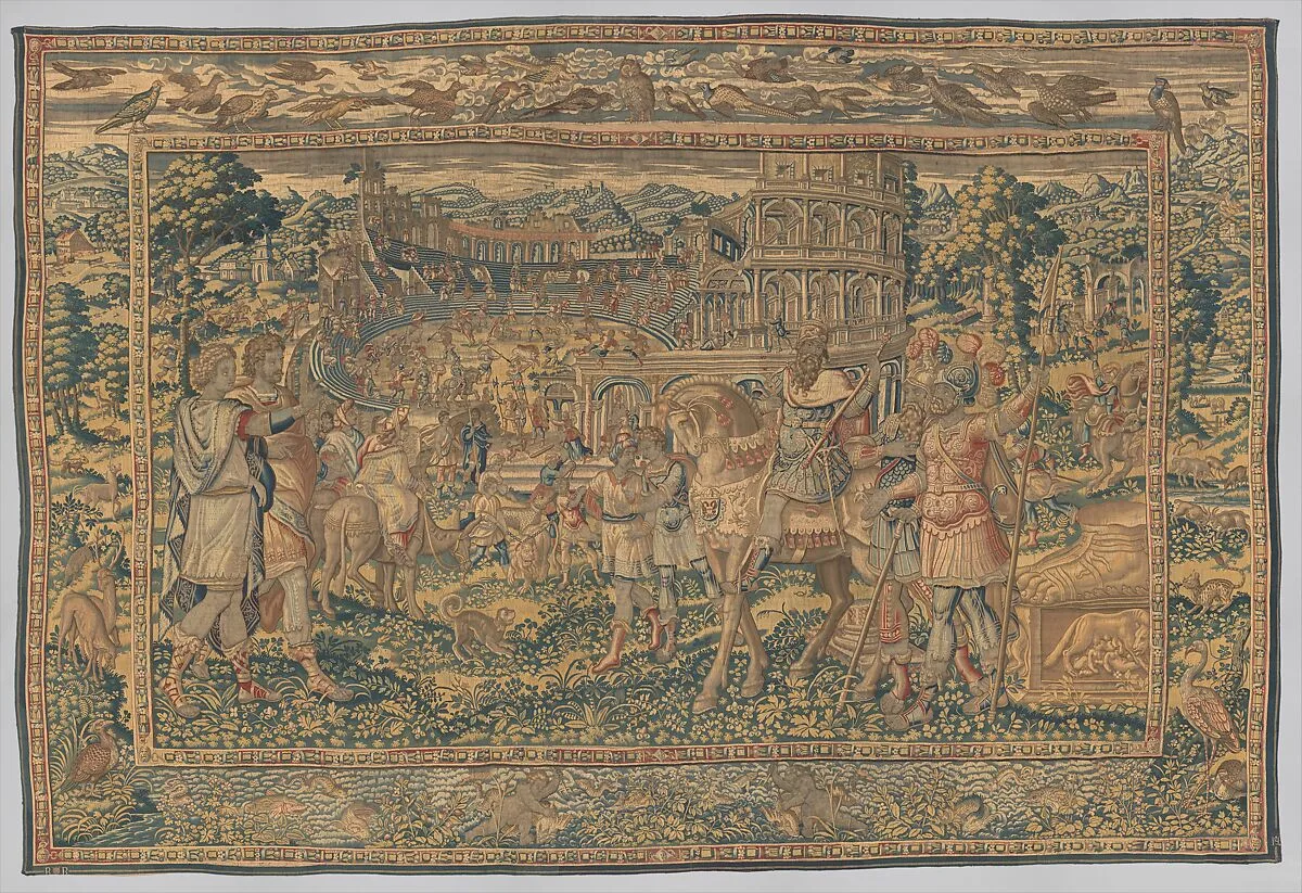 The Colosseum from a set of The Wonders of the World — Maarten van Heemskerck|Willem Segers|Francis Sweerts|Niclaes de Canter|Nikolaus Le Coustre|Isaac van Asperen|Unidentified Weaver's Mark