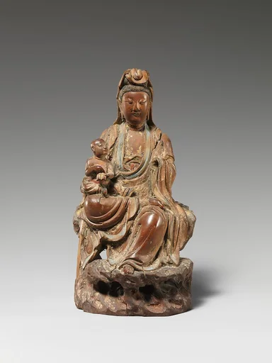清初 檀木雕送子觀音像|Guanyin the Bringer of Sons