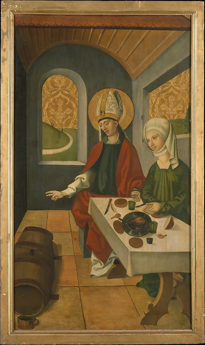 Saint Remigius Replenishing the Barrel of Wine; (interior) Saint Remigius and the Burning Wheat — Swiss Painter